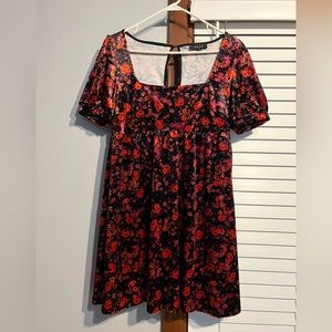 Trixxi Emelia Velvet Floral Puff Sleeve Mini Dress